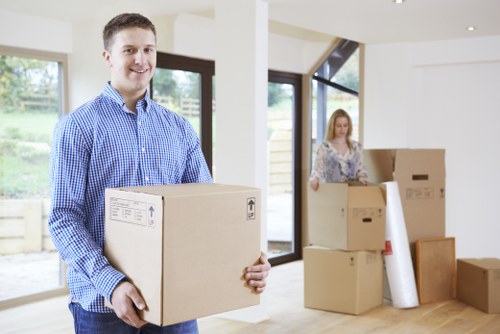 Organized storage space in Collierswood with stacked boxes and furniture